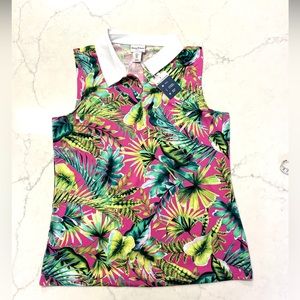 Tommy Bahamas Golf Ladies Large Tropical Sleeveless Top